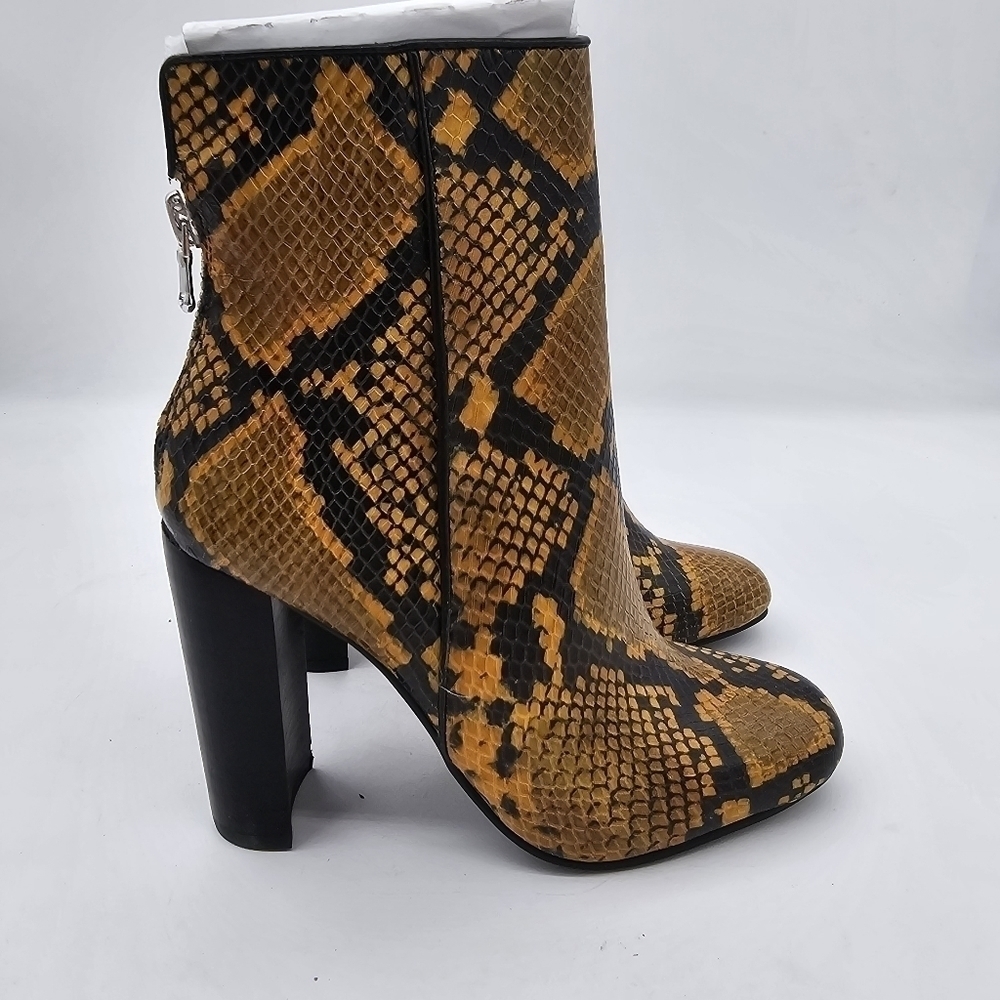 Aqua Womens Soren Leather Snakeprint High Heeled Boots Yellow 5.5 - Picture 8 of 13